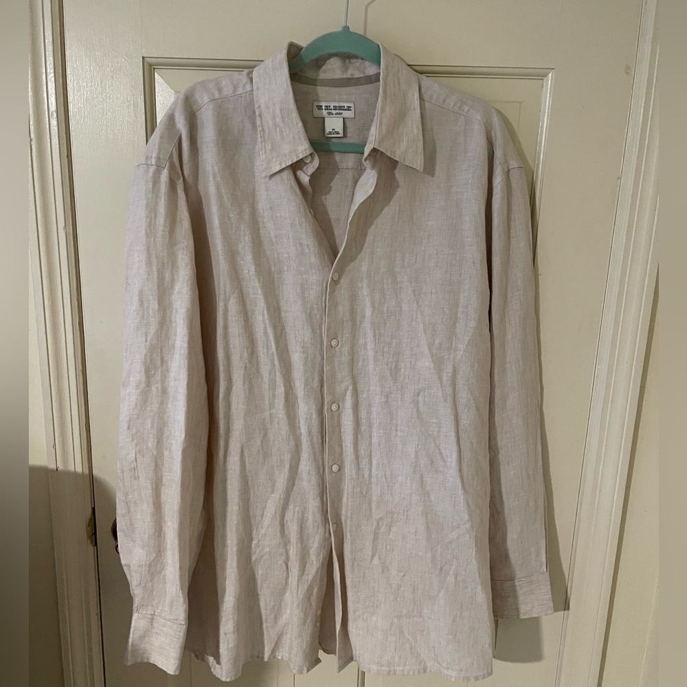 Off white/tan linen dress shirt